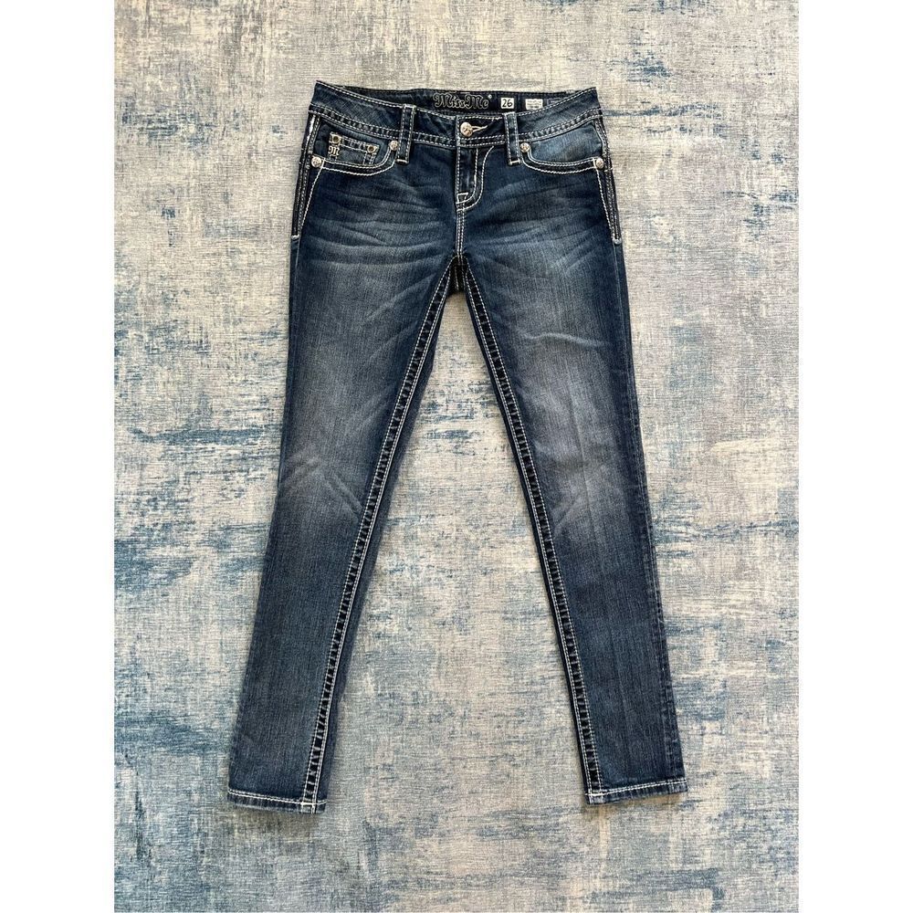 Miss Me Signature Skinny Rhinestone Sequin Jeans Size 26 x 30